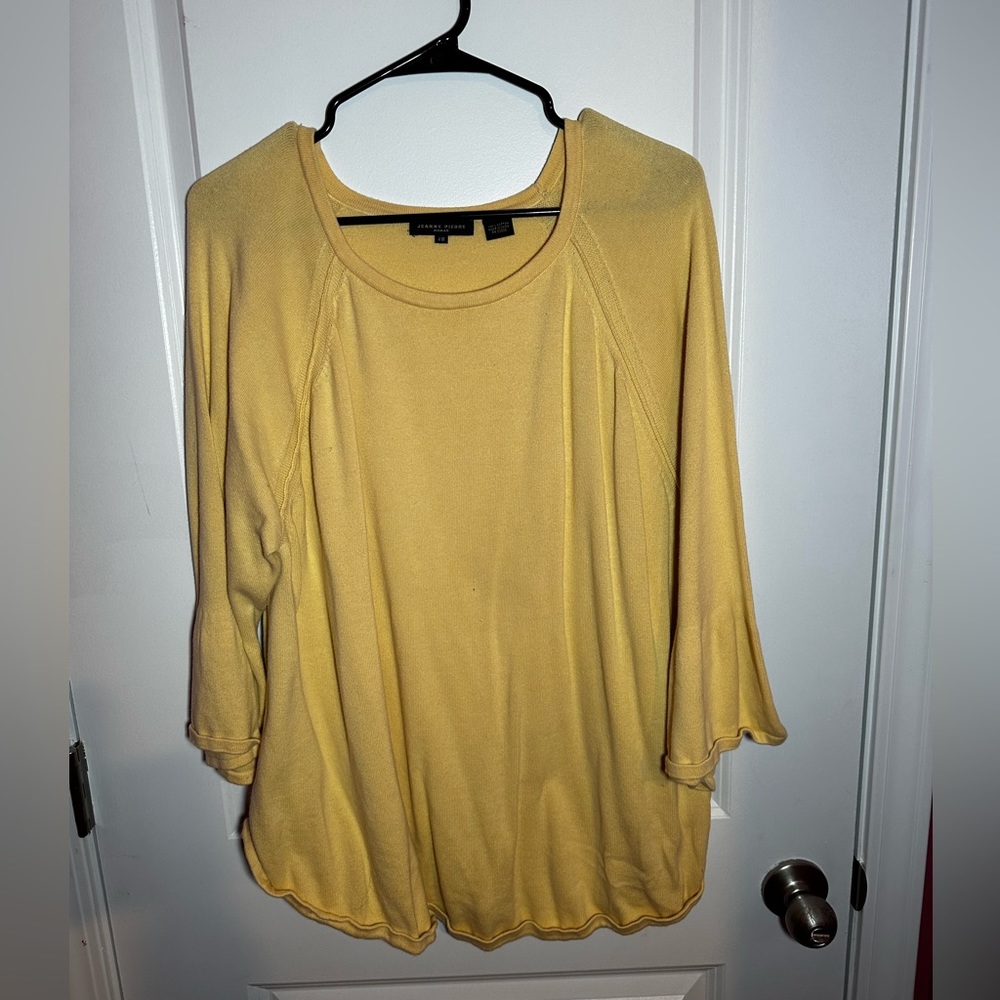 Jeanne Pierre Yellow Long Sleeve Sweater with Bell Sleeves